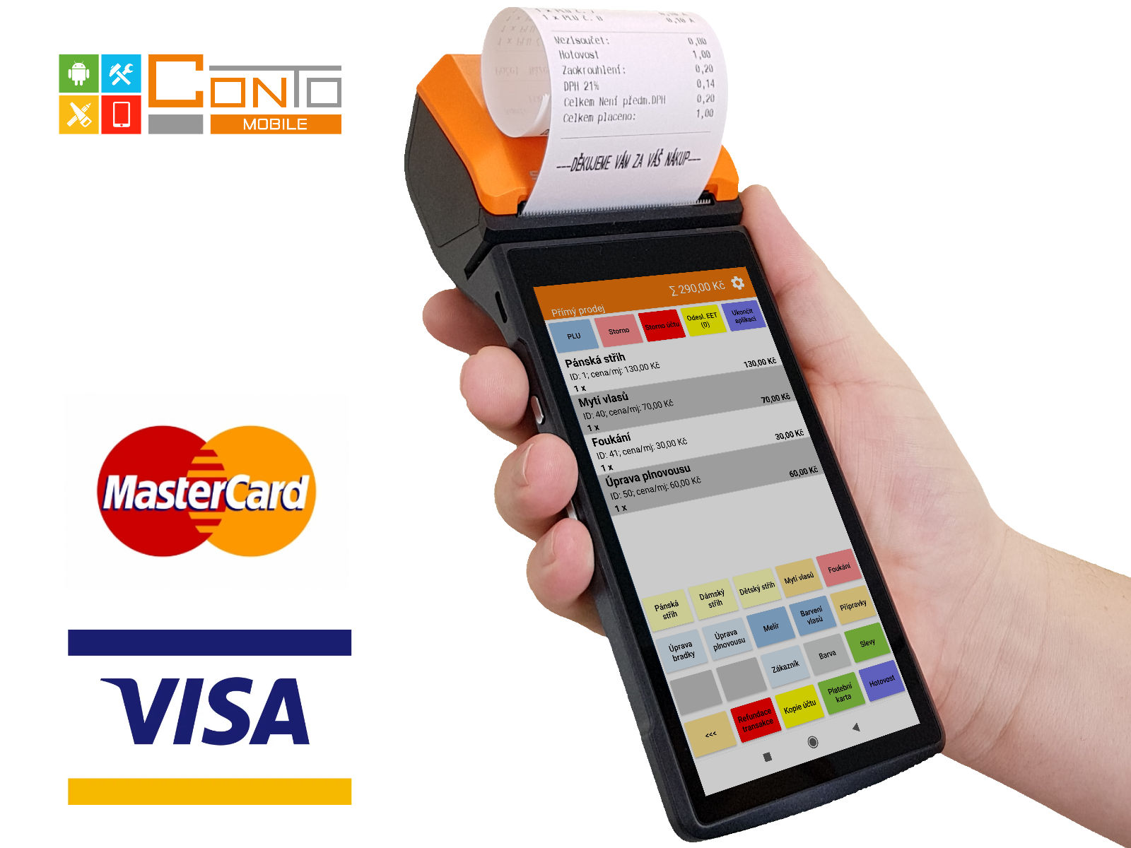 EET pokladna Conto Mobile s možností platby kartou